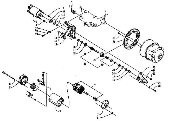 Parts Diagram for Arctic Cat 1995 EXT POWDER SPECIAL SNOWMOBILE ELECTRIC START - STARTER MOTOR