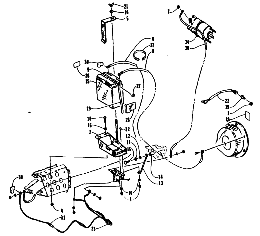 Parts Diagram for Arctic Cat 1995 EXT POWDER SPECIAL SNOWMOBILE ELECTRIC START - BATTERY ASSEMBLY