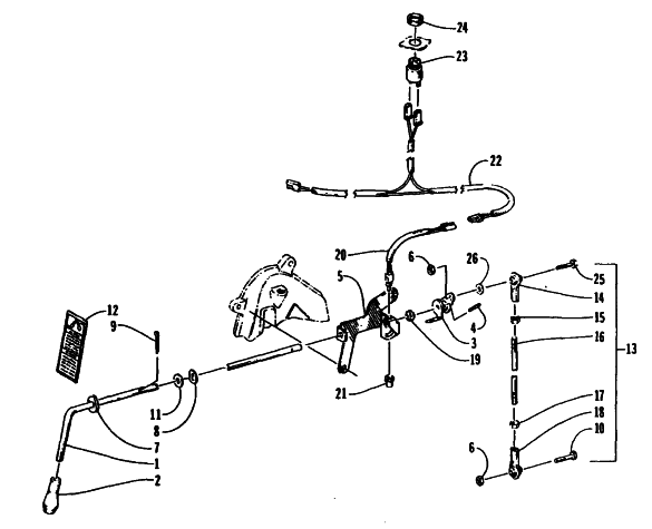 Parts Diagram for Arctic Cat 1995 WILDCAT MOUNTAIN CAT SNOWMOBILE REVERSE SHIFT LEVER ASSEMBLY