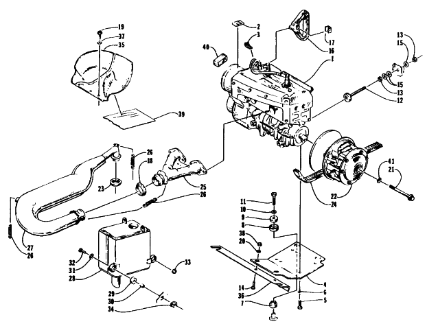 Parts Diagram for Arctic Cat 1995 JAG DELUXE SNOWMOBILE ENGINE AND RELATED PARTS