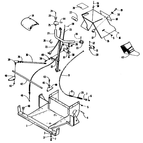 Parts Diagram for Arctic Cat 1995 KITTY CAT SNOWMOBILE STEERING, FRONT FRAME, AND CONSOLE