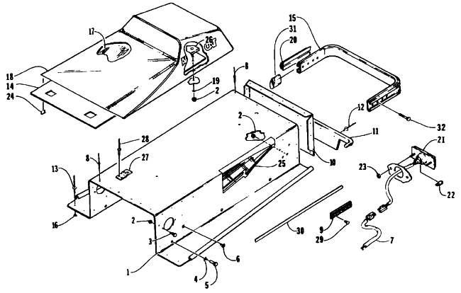 Parts Diagram for Arctic Cat 1995 KITTY CAT SNOWMOBILE SEAT, TUNNEL, AND TAILIGHT