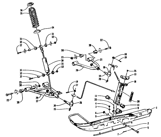 Parts Diagram for Arctic Cat 1995 PANTHER RENTAL SNOWMOBILE SKI AND FRONT SUSPENSION