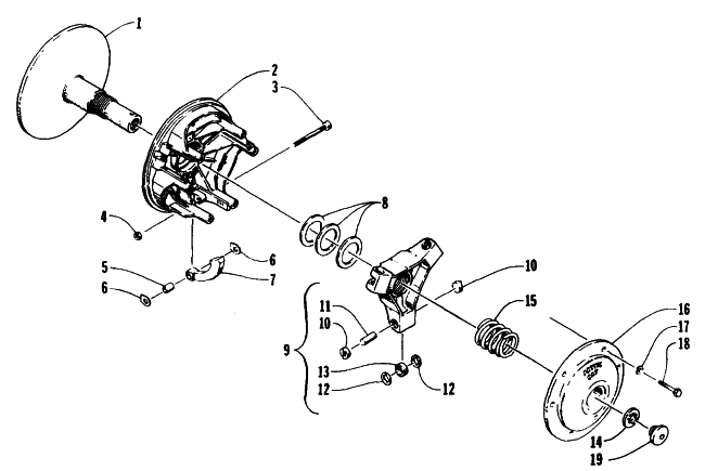 Parts Diagram for Arctic Cat 1995 PANTHER RENTAL SNOWMOBILE DRIVE CLUTCH