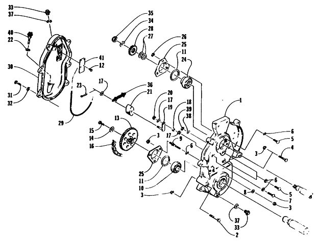 Parts Diagram for Arctic Cat 1995 PANTHER RENTAL SNOWMOBILE DRIVE/DROPCASE ASSEMBLY