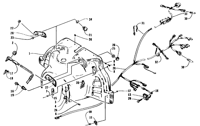 Parts Diagram for Arctic Cat 1995 PROWLER 2-UP SNOWMOBILE CONSOLE, SWITCHES, AND WIRING ASSEMBLIES