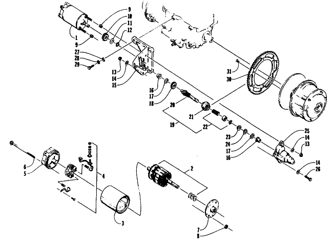 Parts Diagram for Arctic Cat 1995 PROWLER 2-UP SNOWMOBILE ELECTRIC START - STARTER MOTOR