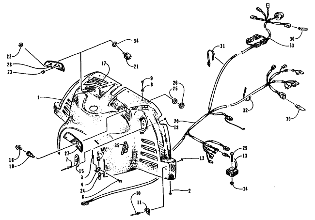 Parts Diagram for Arctic Cat 1995 PANTERA SNOWMOBILE CONSOLE, SWITCHES, AND WIRING ASSEMBLIES