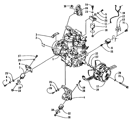 Parts Diagram for Arctic Cat 1995 PANTERA SNOWMOBILE ENGINE AND RELATED PARTS