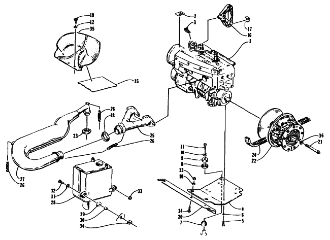 Parts Diagram for Arctic Cat 1995 PUMA DELUXE SNOWMOBILE ENGINE AND RELATED PARTS