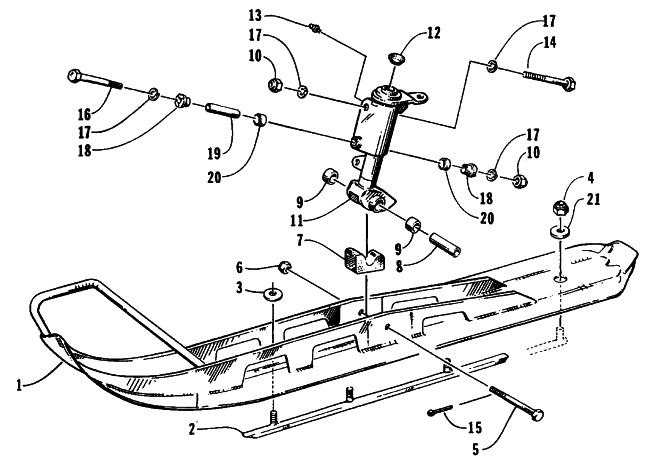 Parts Diagram for Arctic Cat 1995 THUNDERCAT MOUNTAIN CAT SNOWMOBILE SKI AND SPINDLE ASSEMBLY