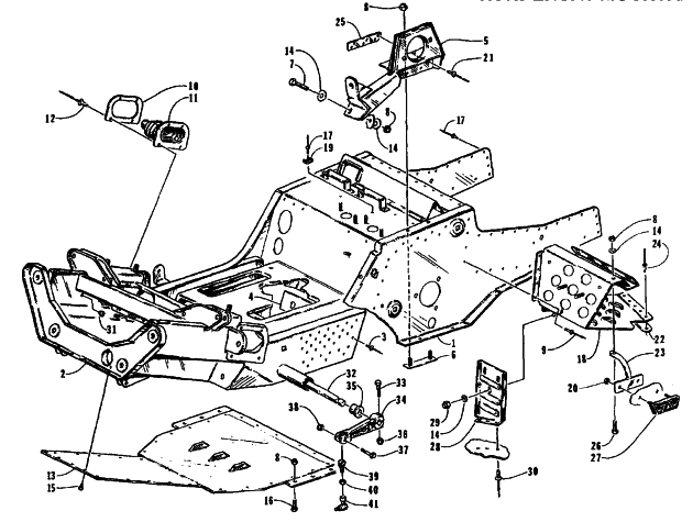 Parts Diagram for Arctic Cat 1995 THUNDERCAT MC DEEP LUG SNOWMOBILE FRONT FRAME AND FOOTREST ASSEMBLY