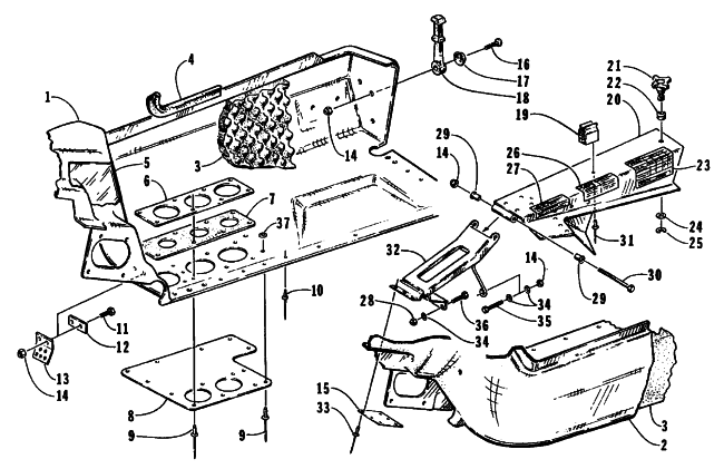 Parts Diagram for Arctic Cat 1995 THUNDERCAT SNOWMOBILE BELLY PAN ASSEMBLY