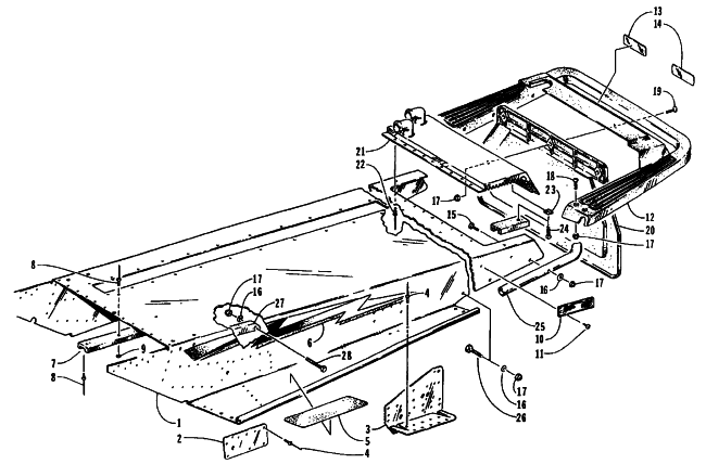 Parts Diagram for Arctic Cat 1995 THUNDERCAT MOUNTAIN CAT SNOWMOBILE TUNNEL, COOLING, AND REAR BUMPER