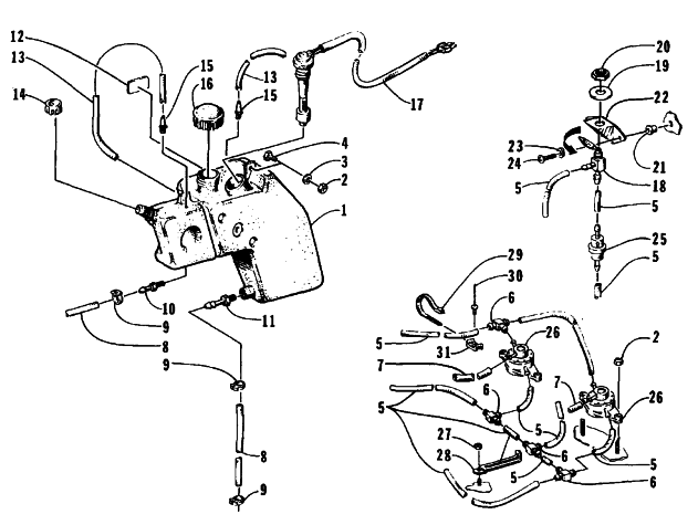 Parts Diagram for Arctic Cat 1995 THUNDERCAT MOUNTAIN CAT SNOWMOBILE OIL TANK AND FUEL PUMP