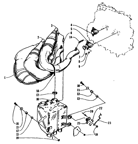Parts Diagram for Arctic Cat 1995 THUNDERCAT MOUNTAIN CAT SNOWMOBILE EXHAUST ASSEMBLY