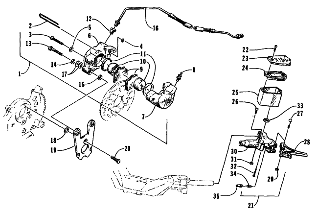 Parts Diagram for Arctic Cat 1995 THUNDERCAT MOUNTAIN CAT SNOWMOBILE BRAKE ASSEMBLY