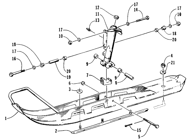 Parts Diagram for Arctic Cat 1995 WILDCAT MOUNTAIN CAT SNOWMOBILE SKI AND SPINDLE ASSEMBLY