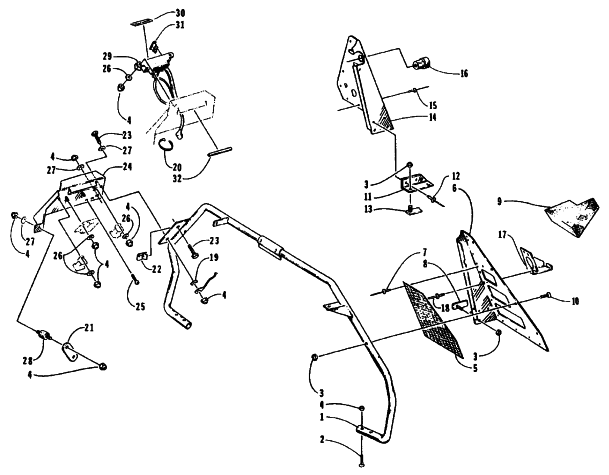 Parts Diagram for Arctic Cat 1995 WILDCAT MC DEEP LUG SNOWMOBILE STEERING SUPPORT ASSEMBLY