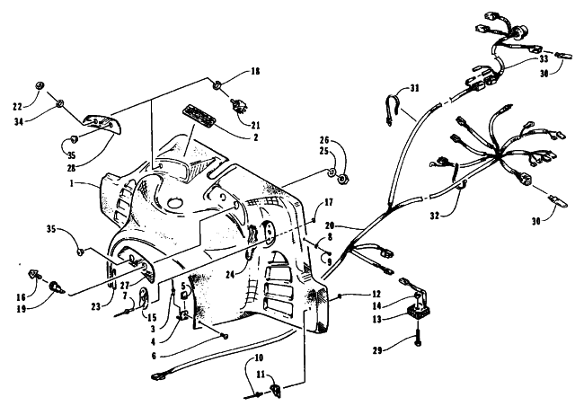 Parts Diagram for Arctic Cat 1995 WILDCAT MOUNTAIN CAT SNOWMOBILE CONSOLE, SWITCHES, AND WIRING ASSEMBLIES