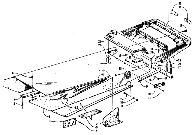 Parts Diagram for Arctic Cat 1995 WILDCAT SNOWMOBILE TUNNEL AND REAR BUMPER
