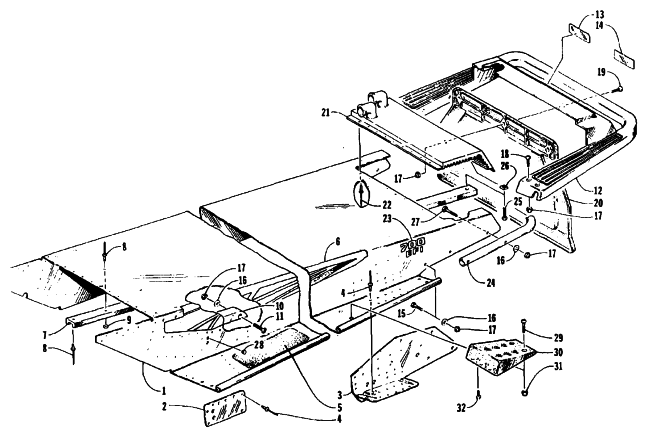 Parts Diagram for Arctic Cat 1995 WILDCAT TOURING SNOWMOBILE TUNNEL AND REAR BUMPER