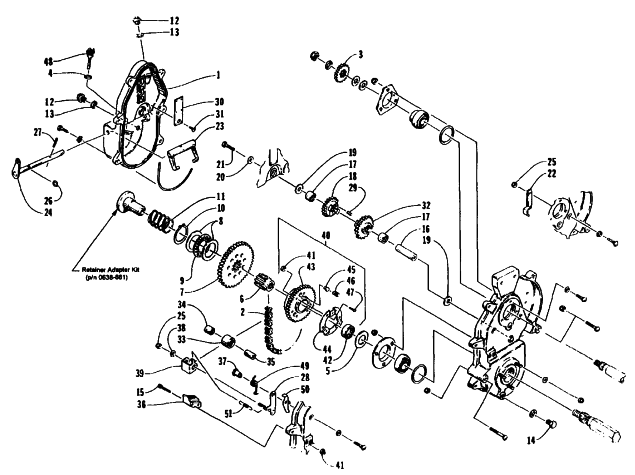 Parts Diagram for Arctic Cat 1995 Z 440 SNOWMOBILE DRIVE/REVERSE DROPCASE ASSEMBLY