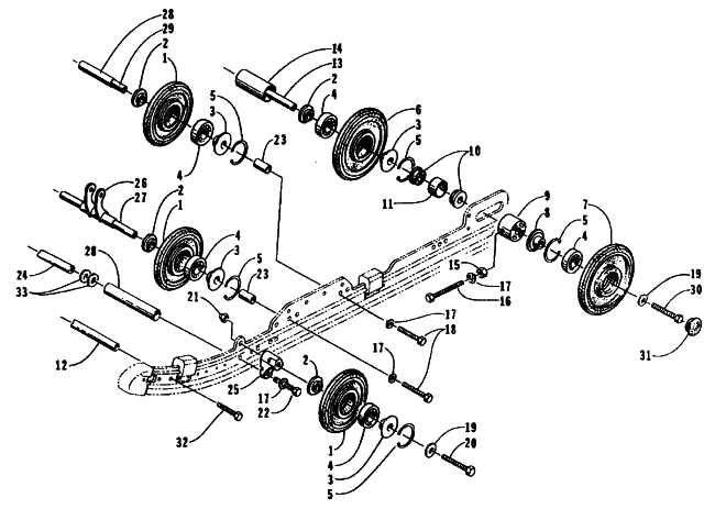 Parts Diagram for Arctic Cat 1995 ZR 400 SNOWMOBILE IDLER WHEEL ASSEMBLY