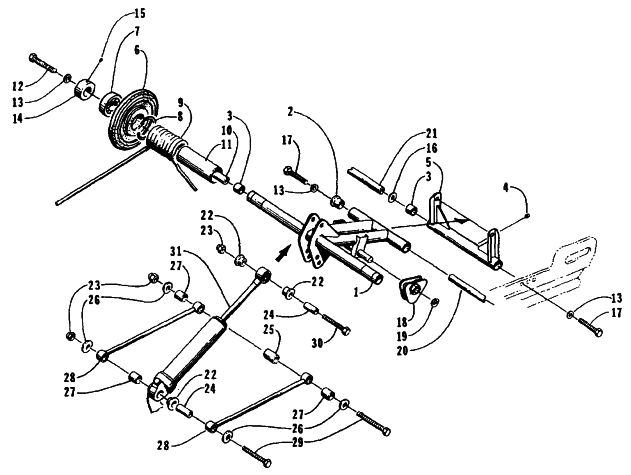 Parts Diagram for Arctic Cat 1995 ZR 400 SNOWMOBILE REAR SUSPENSION - REAR ARM ASSEMBLY
