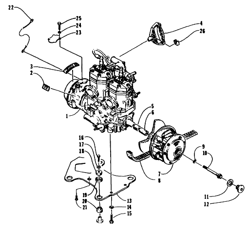 Parts Diagram for Arctic Cat 1995 ZR 400 SNOWMOBILE ENGINE AND RELATED PARTS