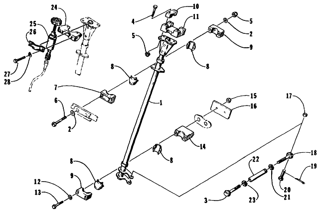 Parts Diagram for Arctic Cat 1995 ZR 400 SNOWMOBILE STEERING POST ASSEMBLY