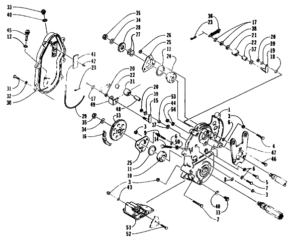 Parts Diagram for Arctic Cat 1995 ZR 580 SNOWMOBILE DRIVE/DROPCASE ASSEMBLY
