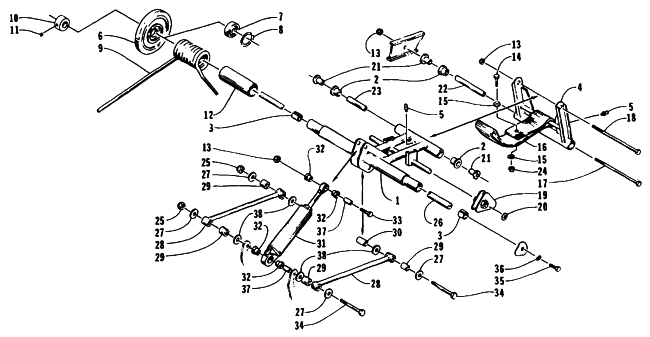 Parts Diagram for Arctic Cat 1995 ZR 580 EFI SNOWMOBILE REAR SUSPENSION REAR ARM ASSEMBLY