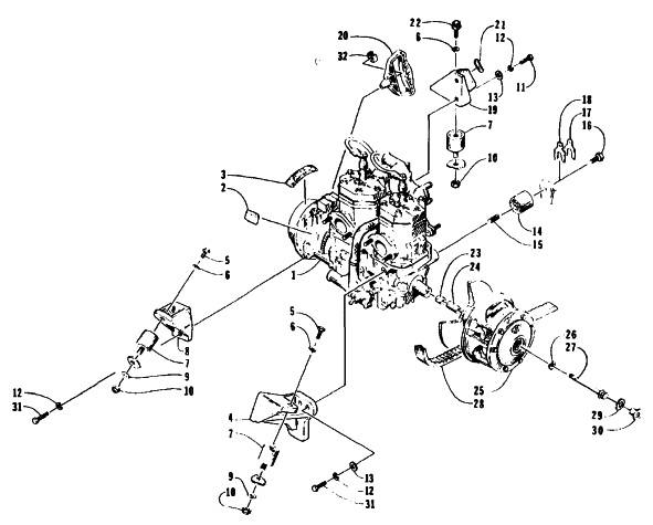 Parts Diagram for Arctic Cat 1995 ZR 700 SNOWMOBILE ENGINE AND RELATED PARTS