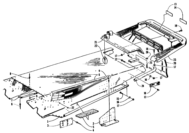 Parts Diagram for Arctic Cat 1995 ZRT 800 SNOWMOBILE TUNNEL AND REAR BUMPER