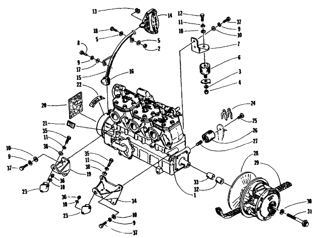 Parts Diagram for Arctic Cat 1995 ZRT 600 SNOWMOBILE ENGINE AND RELATED PARTS