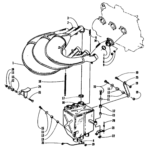 Parts Diagram for Arctic Cat 1995 ZRT 600 SNOWMOBILE EXHAUST ASSEMBLY
