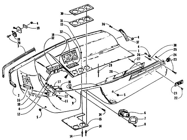 Parts Diagram for Arctic Cat 1995 ZRT 800 SNOWMOBILE BELLY PAN ASSEMBLY