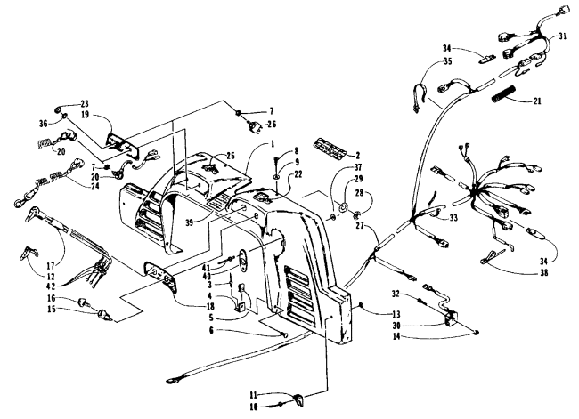 Parts Diagram for Arctic Cat 1995 ZRT 600 SNOWMOBILE CONSOLE, SWITCHES, AND WIRING ASSEMBLIES