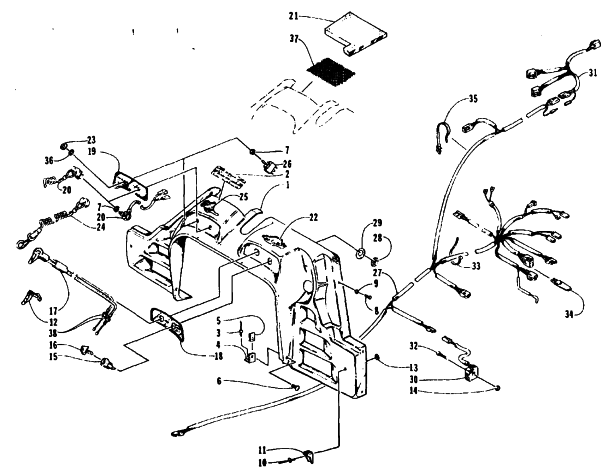 Parts Diagram for Arctic Cat 1995 ZR 580 SNOWMOBILE CONSOLE, SWITCHES, AND WIRING ASSEMBLIES