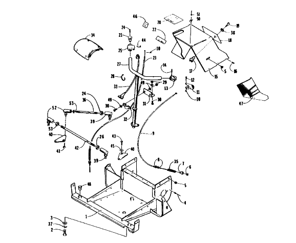 Parts Diagram for Arctic Cat 1996 KITTY CAT SNOWMOBILE STEERING, FRONT FRAME, AND CONSOLE