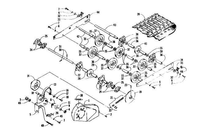 Parts Diagram for Arctic Cat 1996 KITTY CAT SNOWMOBILE DRIVE, UNDERCARRIAGE AND TRACK