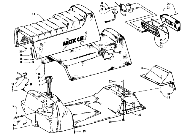 Parts Diagram for Arctic Cat 1996 PANTHER LC SNOWMOBILE GAS TANK, SEAT, AND TAILLIGHT ASSEMBLIES