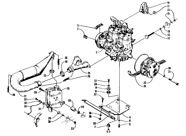 Parts Diagram for Arctic Cat 1996 PANTHER LC SNOWMOBILE ENGINE AND RELATED PARTS