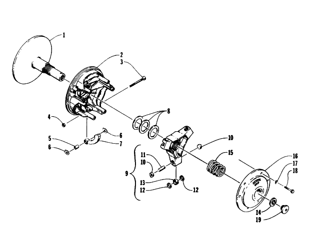 Parts Diagram for Arctic Cat 1996 PANTHER LC SNOWMOBILE DRIVE CLUTCH