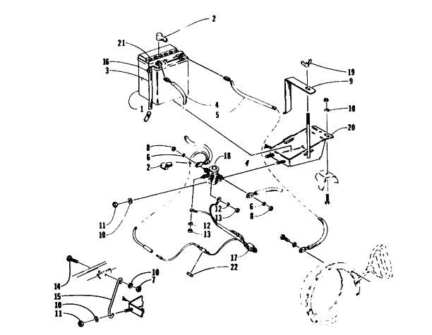 Parts Diagram for Arctic Cat 1996 PANTHER LC SNOWMOBILE BATTERY, SOLENOID, AND CABLES