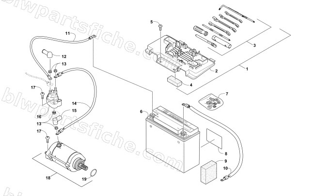 BATTERY AND STARTER ASSEMBLY diagram