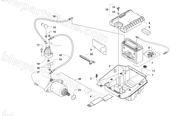 BATTERY AND STARTER ASSEMBLY diagram