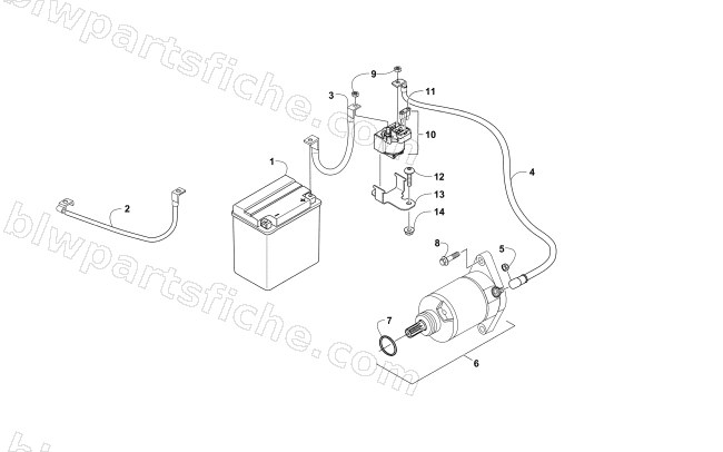 BATTERY AND STARTER ASSEMBLY diagram