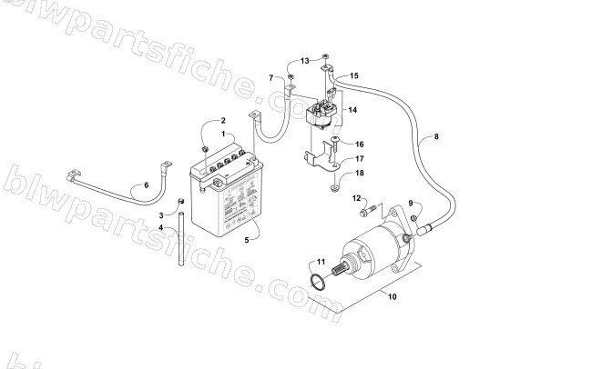 BATTERY AND STARTER ASSEMBLY diagram